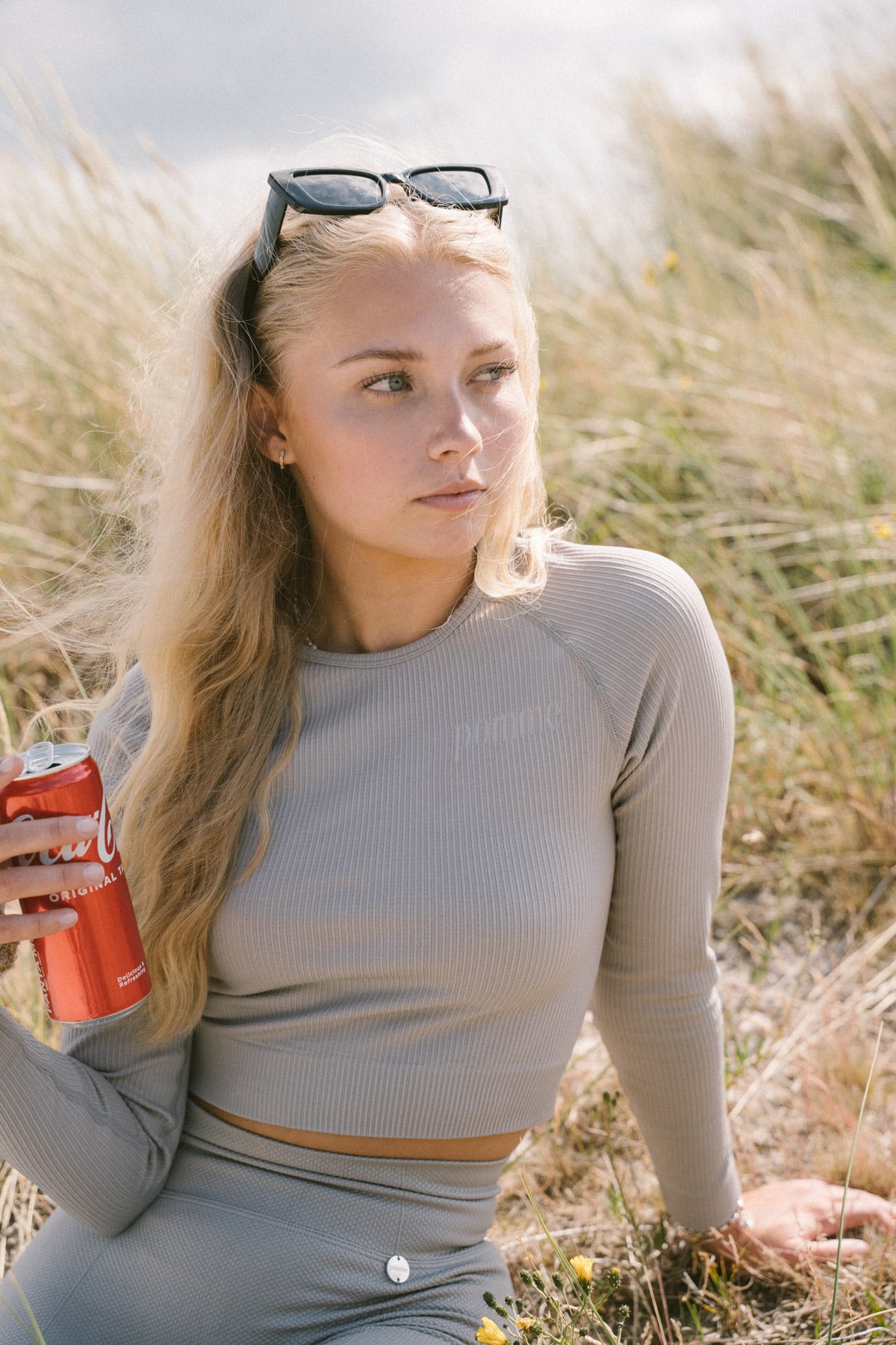 Elsa Seamless Crop Top, Grå Drizzle
