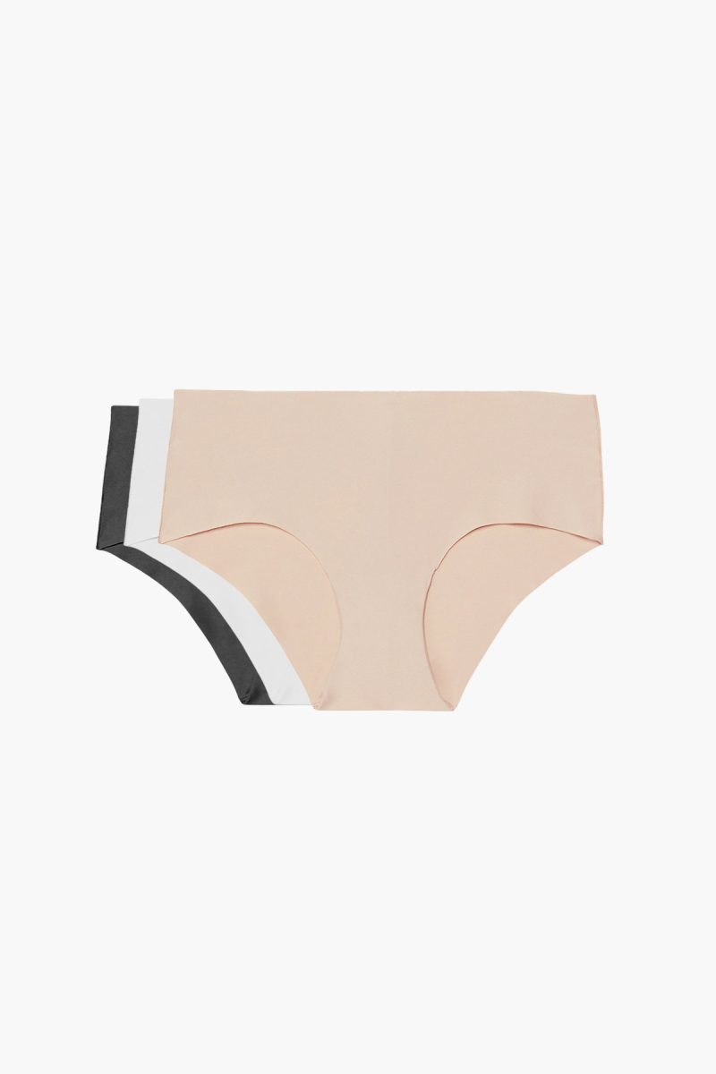 Olivia Invisible Hipster 3-pack, Black/White/Sand